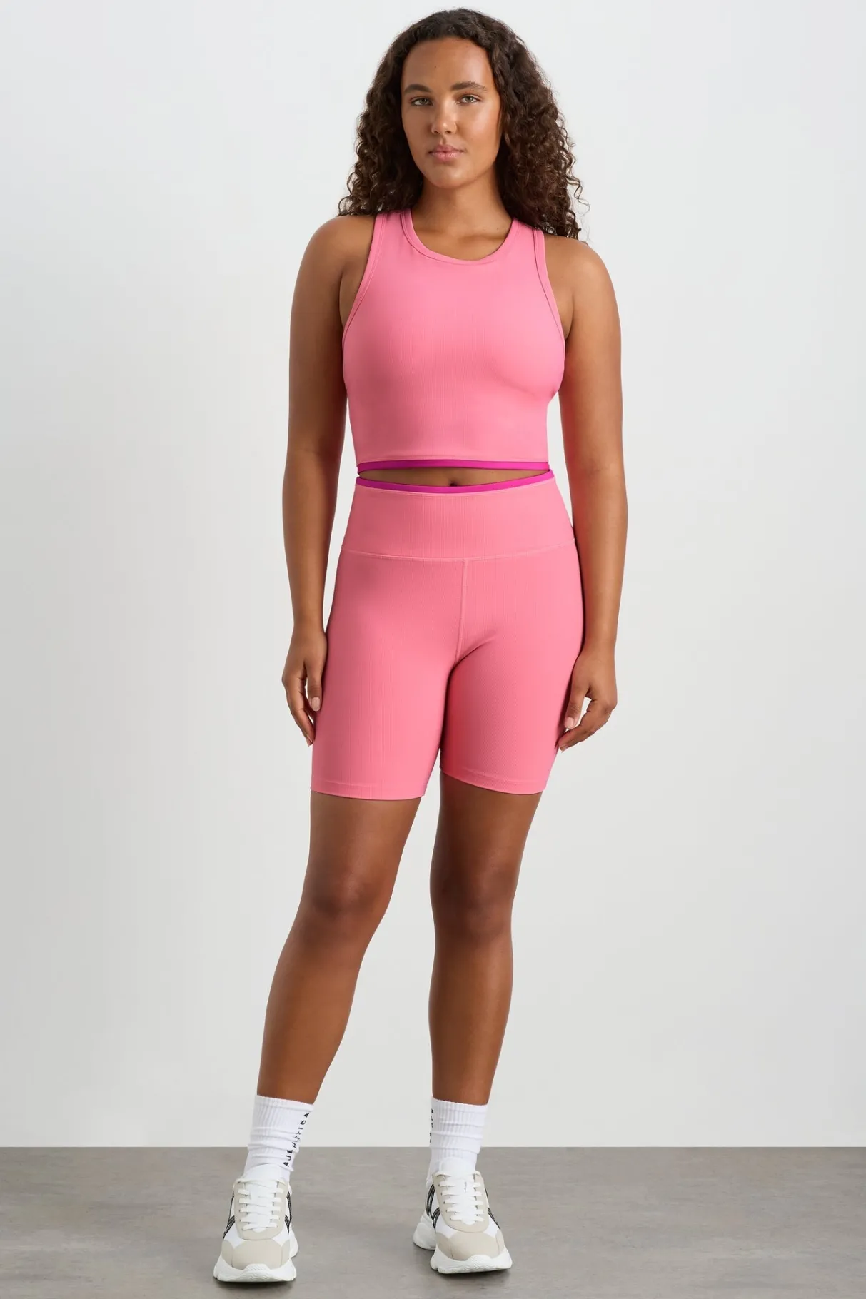 ribbed_mid_length_bike_short__5.webp Sale Aje ATHLETICA Ribbed Mid Length Bike Short 601 Deep Blush