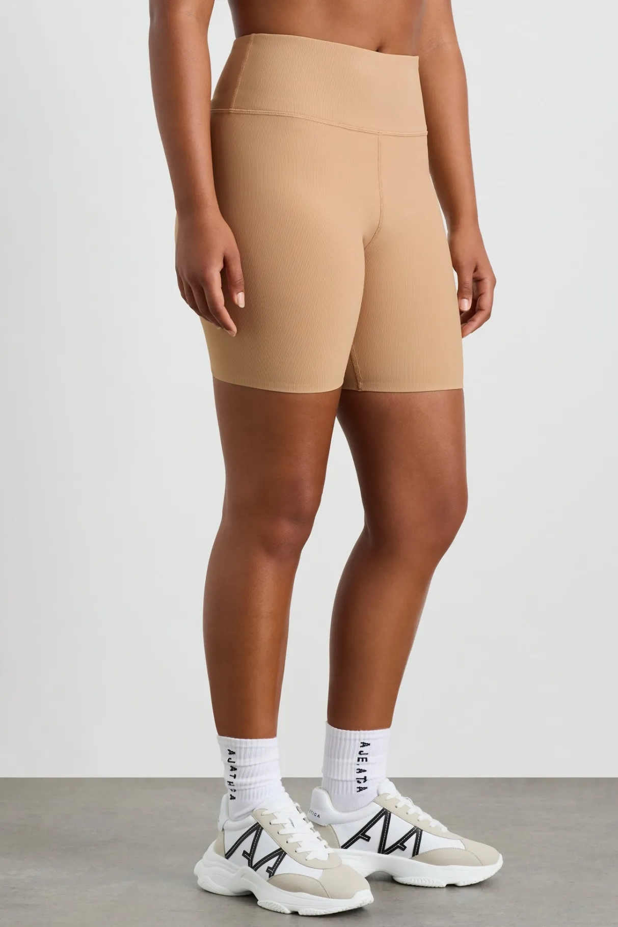 ribbed_mid_length_bike_short__6-1.webp Best Sale Aje ATHLETICA Ribbed Mid Length Bike Short 601 Natural Tan
