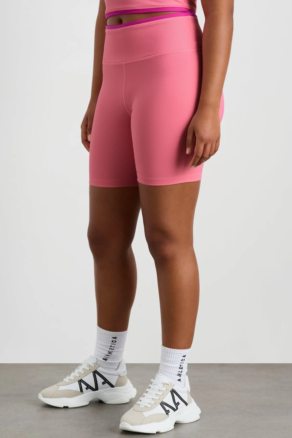 ribbed_mid_length_bike_short__6.webp Sale Aje ATHLETICA Ribbed Mid Length Bike Short 601 Deep Blush