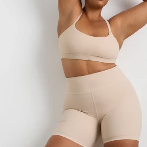 New Aje ATHLETICA Ribbed Sports Bra 376 Latte Beige
