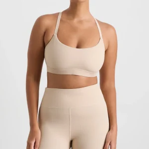 New Aje ATHLETICA Ribbed Sports Bra 376 Latte Beige