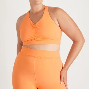 Clearance Aje ATHLETICA Ruched Crossback Bra 353 Soft Apricot