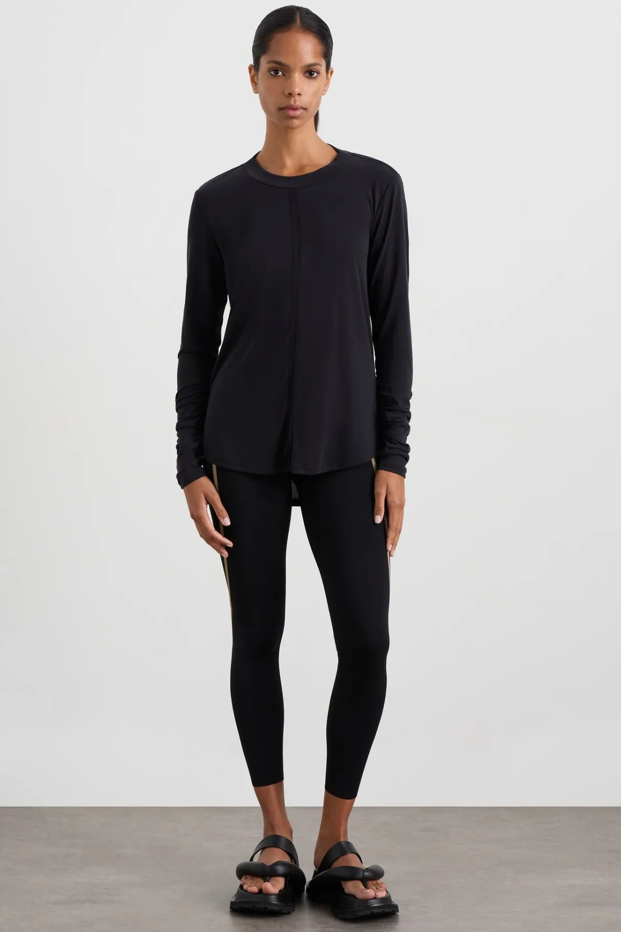 ruched_long_sleeve_top__2.webp Sale Aje ATHLETICA Ruched Long Sleeve Top 153 Black