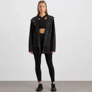 New Aje ATHLETICA Ruched Longline Parka 767 Black