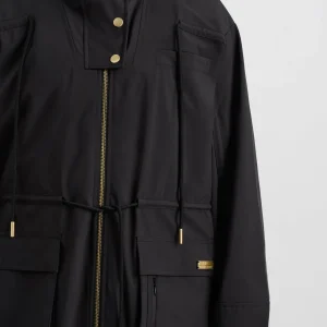 New Aje ATHLETICA Ruched Longline Parka 767 Black