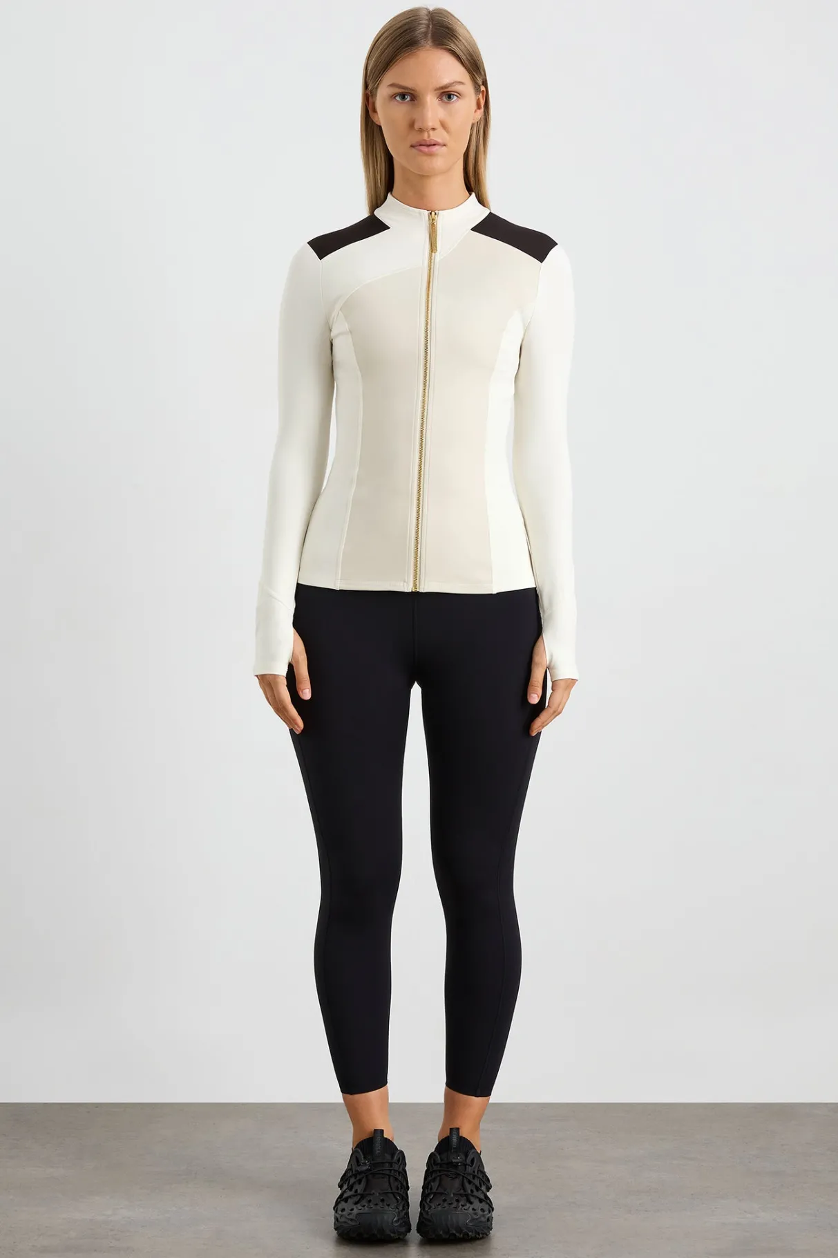 run_panel_jacket__2.webp Flash Sale Aje ATHLETICA Run Panel Jacket 709 Moonstone Grey / Ecru / Black