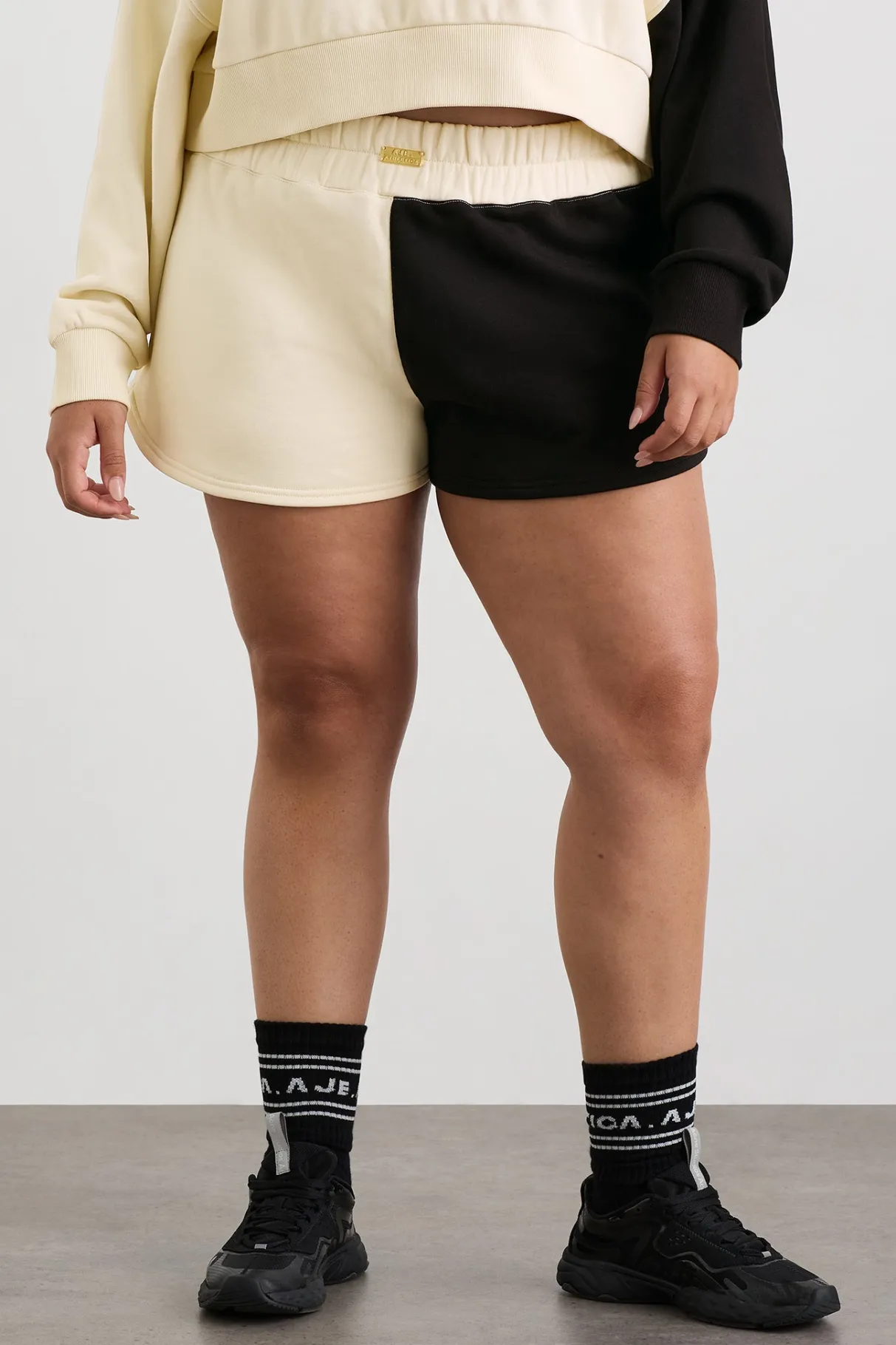 scrunch_terry_shorts__12.webp Hot Aje ATHLETICA Scrunch Terry Shorts 613 Limestone Beige Black