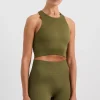 Online Aje ATHLETICA Seamless Crop Tank 148 Deep Khaki