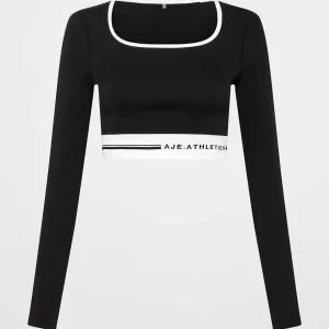 Discount Aje ATHLETICA Seamless Long Sleeve Crop 356 Black