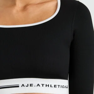 Discount Aje ATHLETICA Seamless Long Sleeve Crop 356 Black