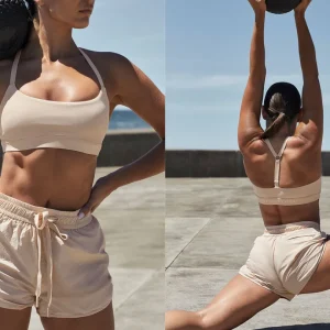 Clearance Aje ATHLETICA Side Ruched Short 602 Latte Beige