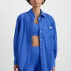 New Aje ATHLETICA Side Split Windbreaker Shirt 406 Cobalt Blue