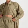 Cheap Aje ATHLETICA Side Split Windbreaker Shirt 406 Soft Khaki