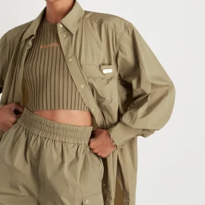 Cheap Aje ATHLETICA Side Split Windbreaker Shirt 406 Soft Khaki