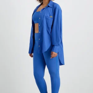 New Aje ATHLETICA Side Split Windbreaker Shirt 406 Cobalt Blue