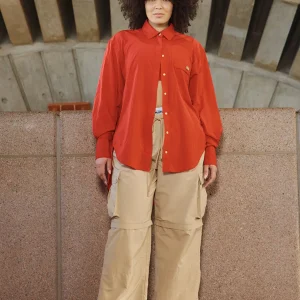 Fashion Aje ATHLETICA Side Split Windbreaker Shirt 406 Passionate Red