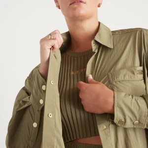 Cheap Aje ATHLETICA Side Split Windbreaker Shirt 406 Soft Khaki