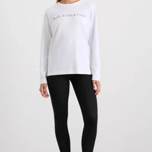 Shop Aje ATHLETICA Signature Logo Long Sleeve T-Shirt 127 White/Herringbone