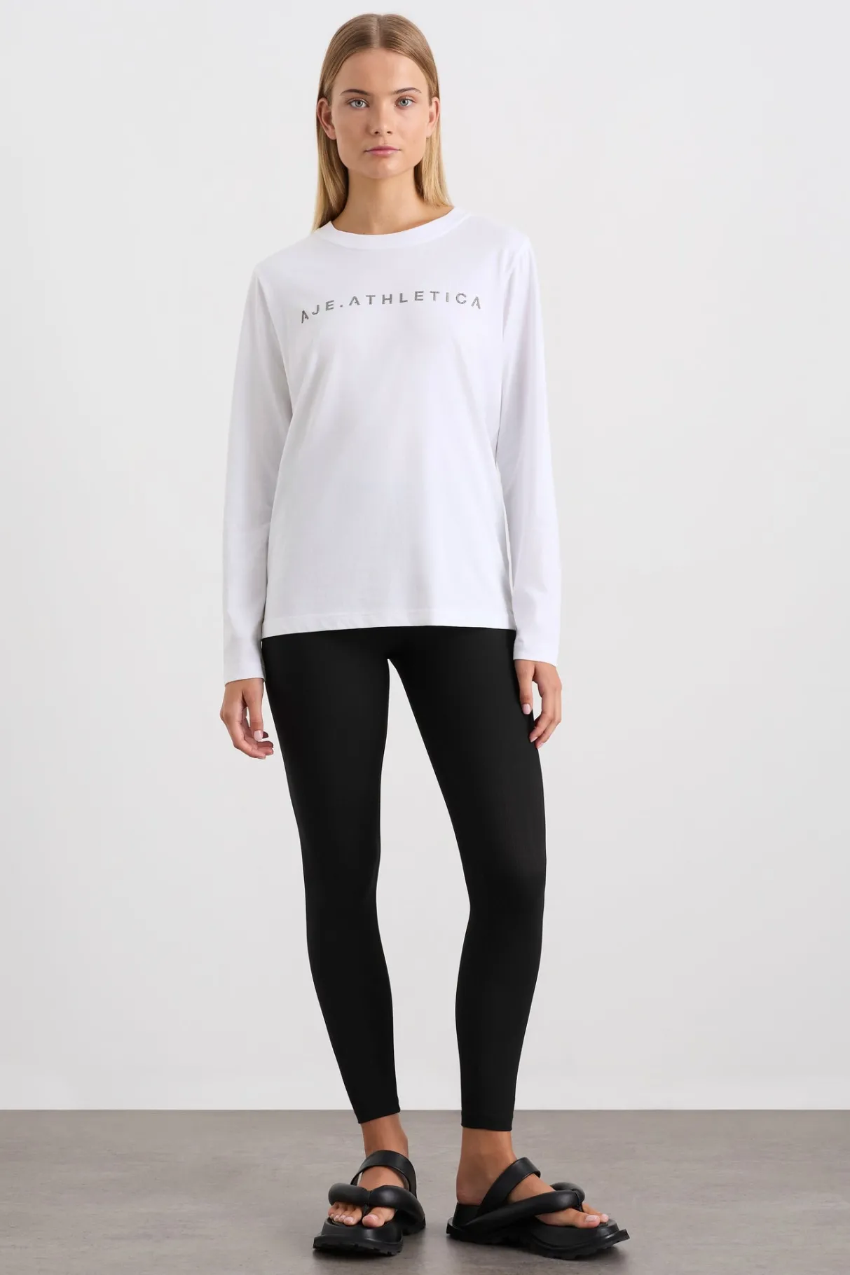 signature_logo_long_sleeve_tshirt__2.webp Shop Aje ATHLETICA Signature Logo Long Sleeve T-Shirt 127 White/Herringbone