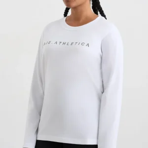 Shop Aje ATHLETICA Signature Logo Long Sleeve T-Shirt 127 White/Herringbone
