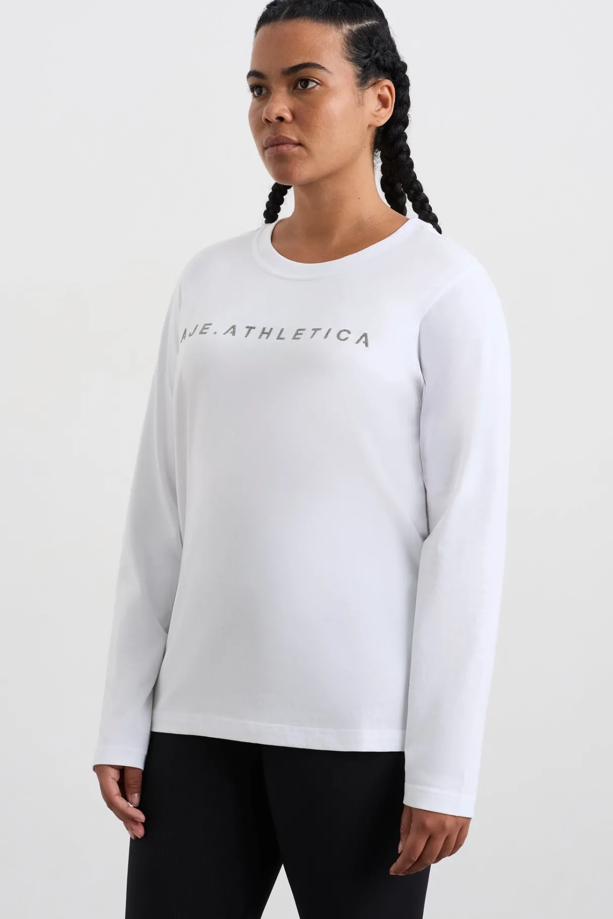 signature_logo_long_sleeve_tshirt__5.webp Shop Aje ATHLETICA Signature Logo Long Sleeve T-Shirt 127 White/Herringbone