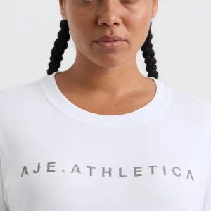 Shop Aje ATHLETICA Signature Logo Long Sleeve T-Shirt 127 White/Herringbone