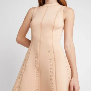 New Aje ATHLETICA Signature Logo Spacer Knit Mini Dress 802 Sand