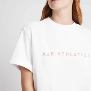 Discount Aje ATHLETICA Signature Logo T-Shirt 102 White/Sunset Pink