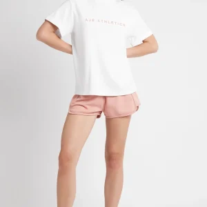 Discount Aje ATHLETICA Signature Logo T-Shirt 102 White/Sunset Pink