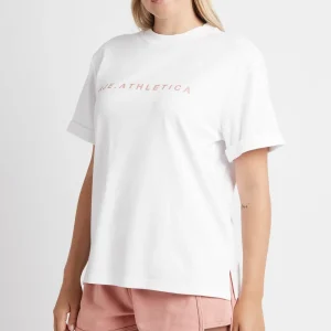 Discount Aje ATHLETICA Signature Logo T-Shirt 102 White/Sunset Pink