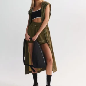 Shop Aje ATHLETICA Sleeveless Hooded Trench 783 Deep Khaki