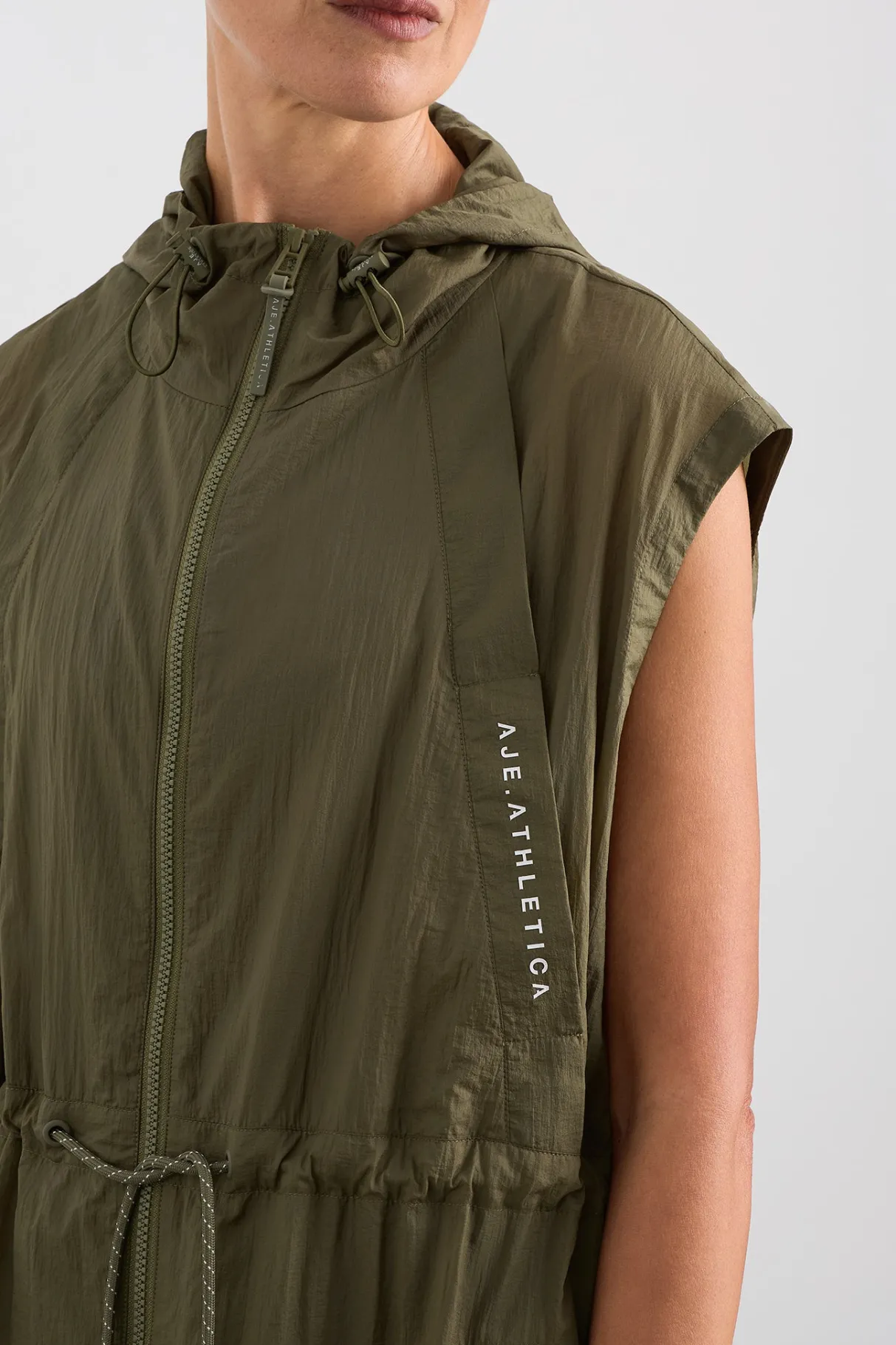 sleeveless_hooded_trench__5.webp Shop Aje ATHLETICA Sleeveless Hooded Trench 783 Deep Khaki