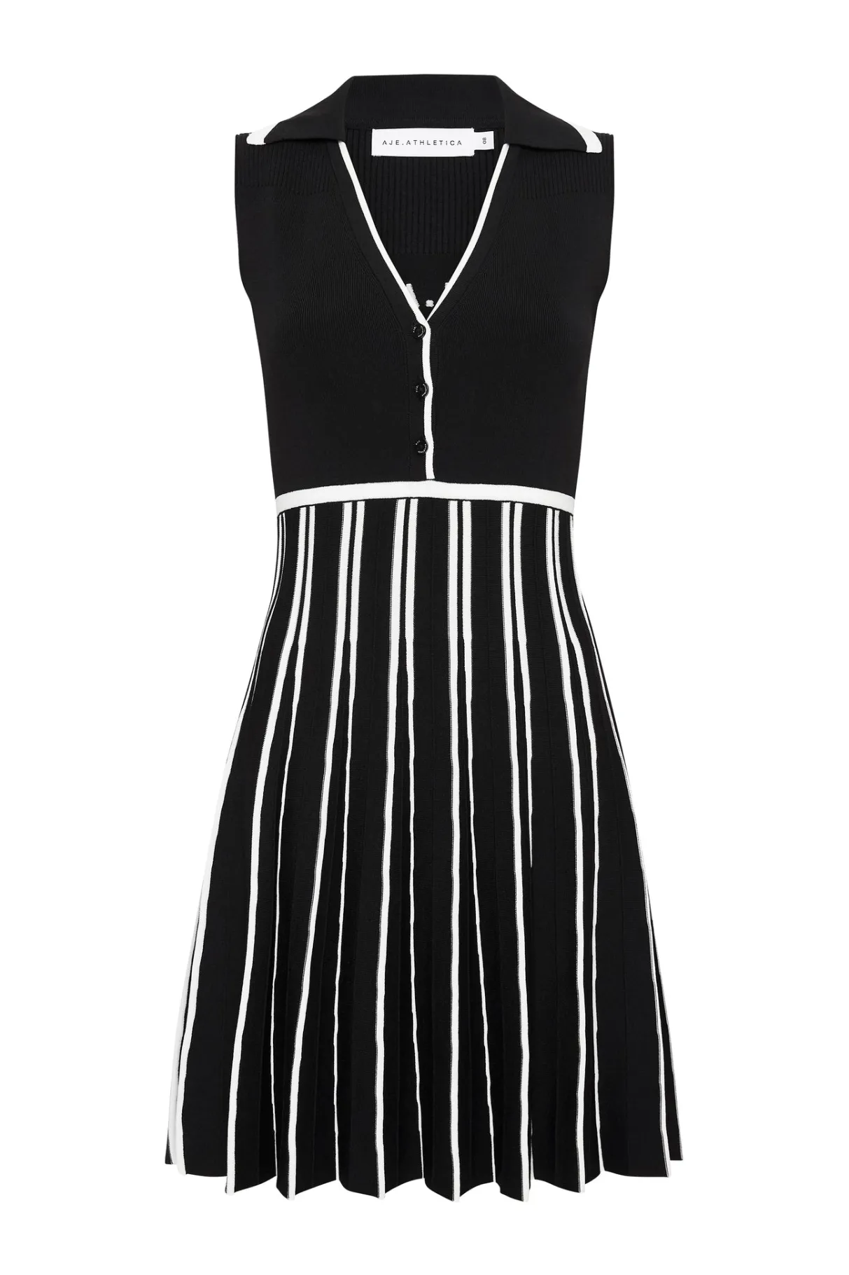 sleeveless_pleated_knit_mini_dress__1.webp Sale Aje ATHLETICA Sleeveless Pleated Knit Mini Dress 801 Black/White