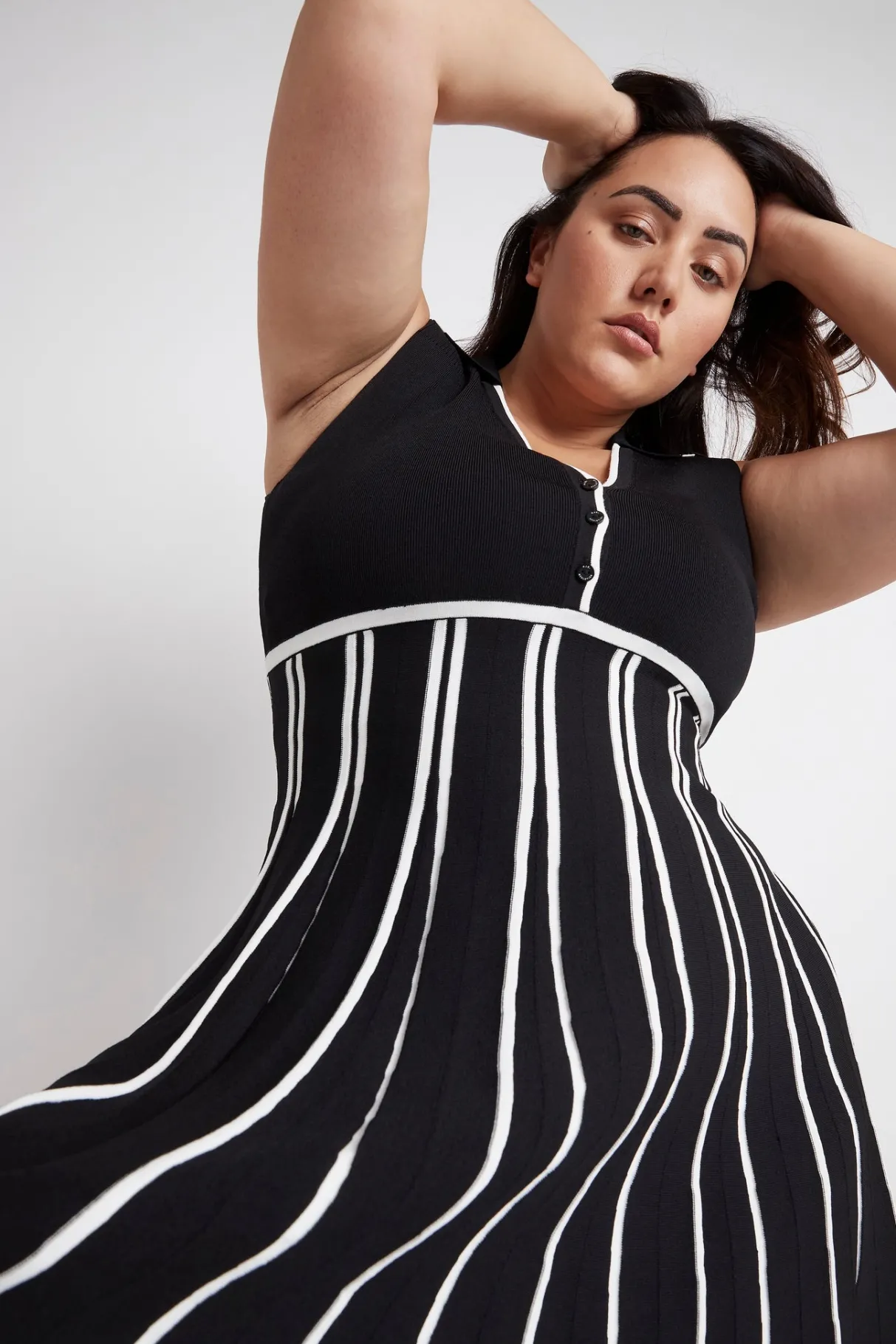 sleeveless_pleated_knit_mini_dress__13.webp Sale Aje ATHLETICA Sleeveless Pleated Knit Mini Dress 801 Black/White