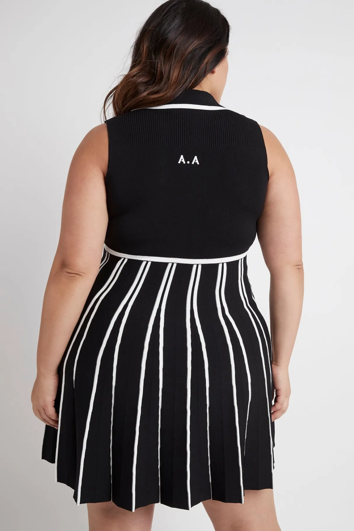 sleeveless_pleated_knit_mini_dress__15.webp Sale Aje ATHLETICA Sleeveless Pleated Knit Mini Dress 801 Black/White