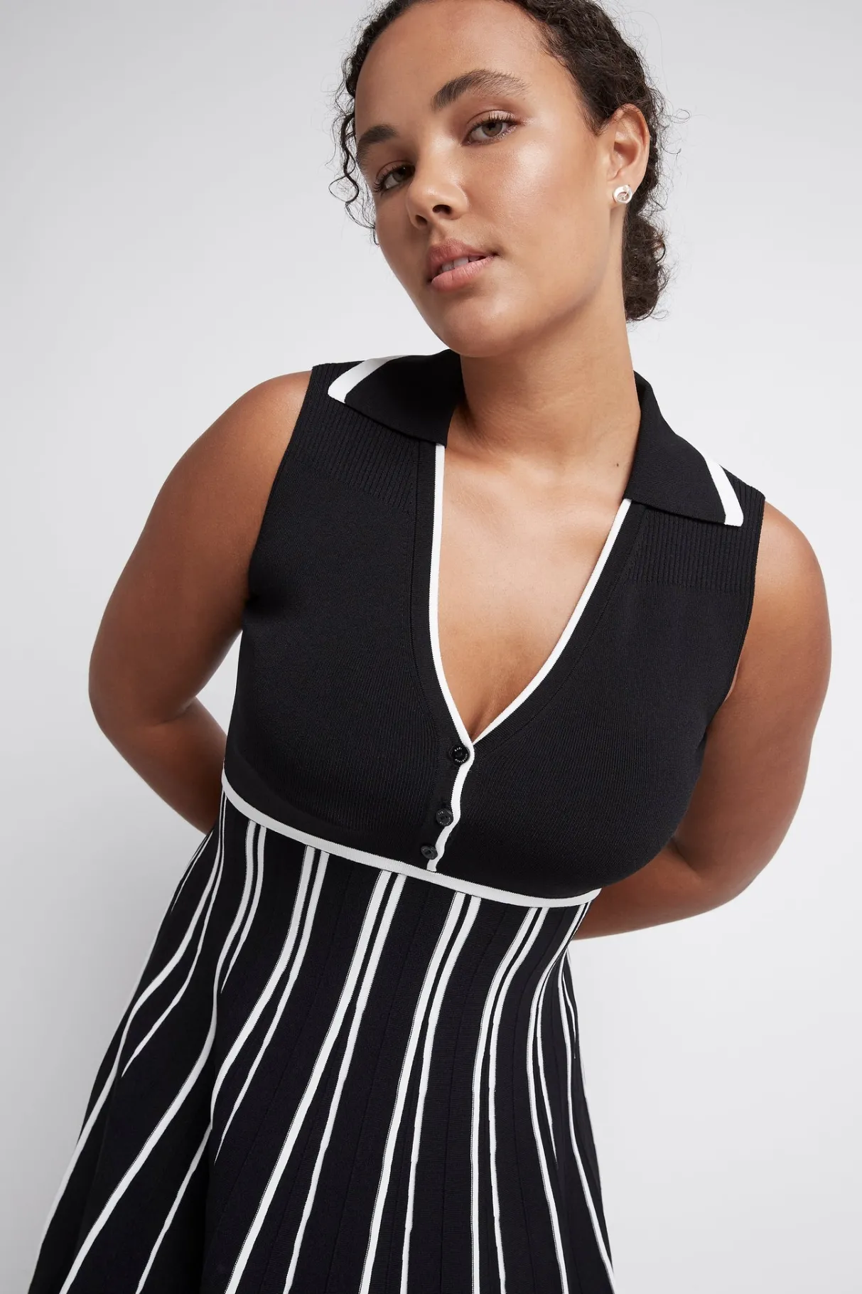 sleeveless_pleated_knit_mini_dress__9.webp Sale Aje ATHLETICA Sleeveless Pleated Knit Mini Dress 801 Black/White