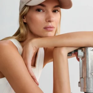 Best Sale Aje ATHLETICA Soft Stacked Sports Cap 901 Stone Beige/White