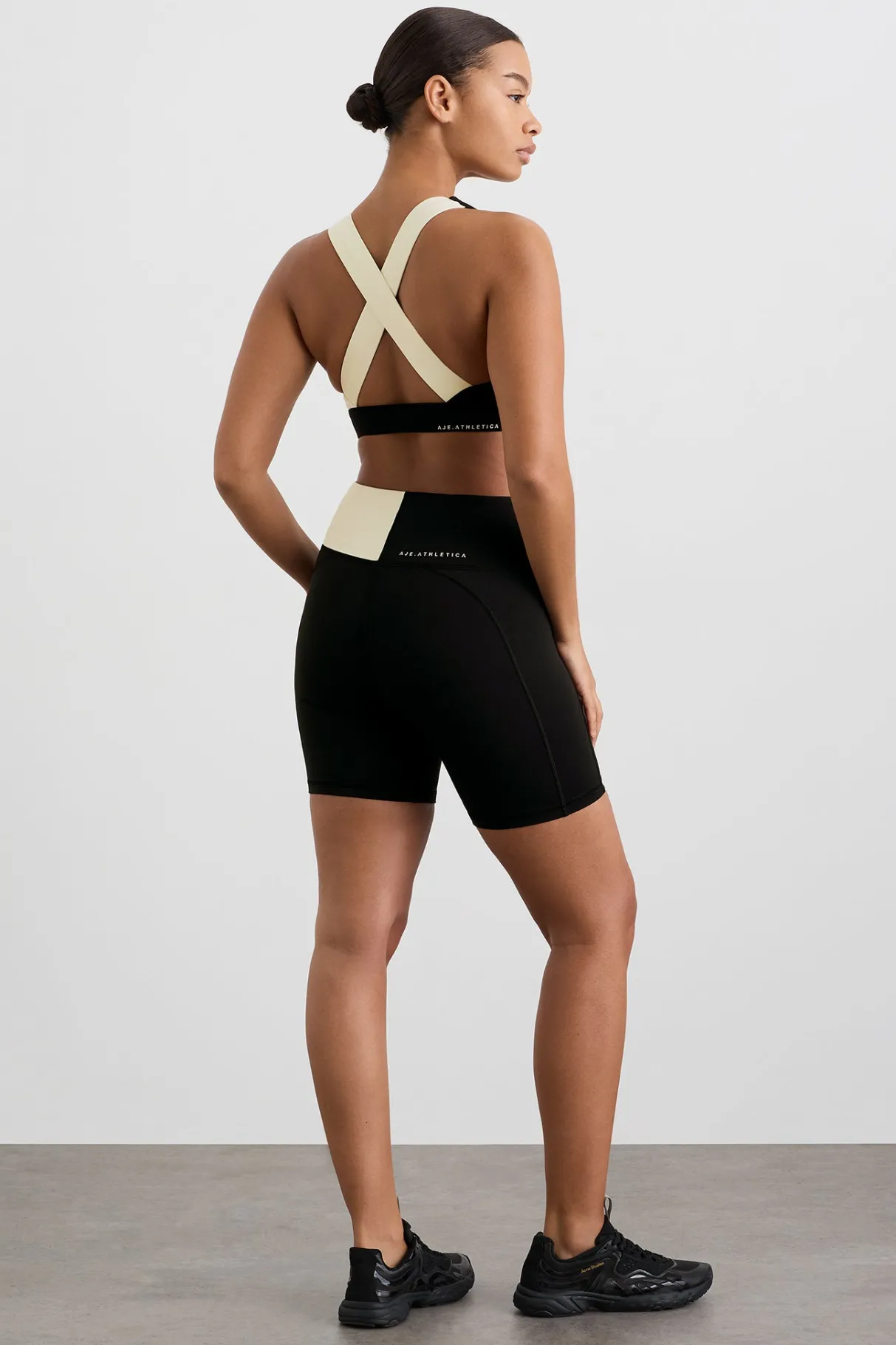spliced_bike_short__10.webp Discount Aje ATHLETICA Spliced Bike Short 633 Black Limestone Beige