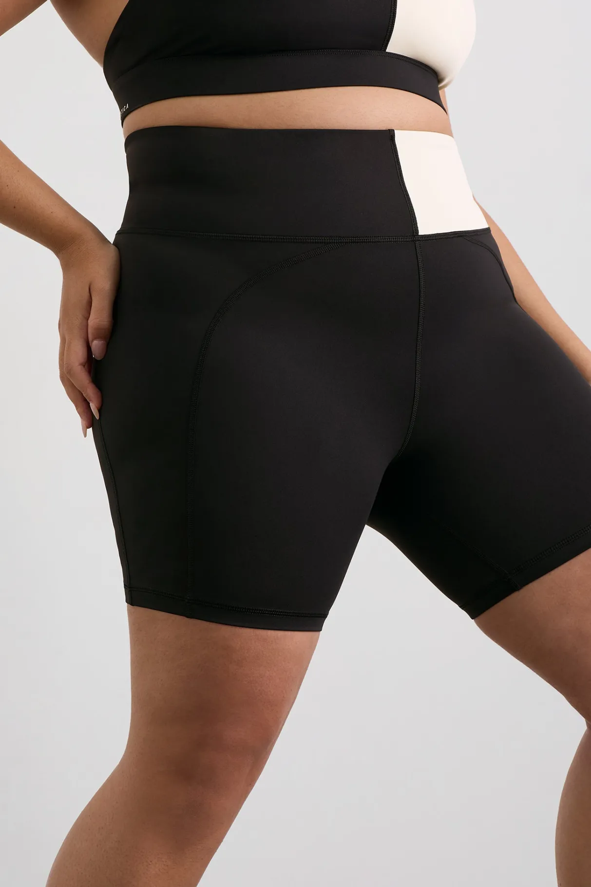 spliced_bike_short__14.webp Discount Aje ATHLETICA Spliced Bike Short 633 Black Limestone Beige