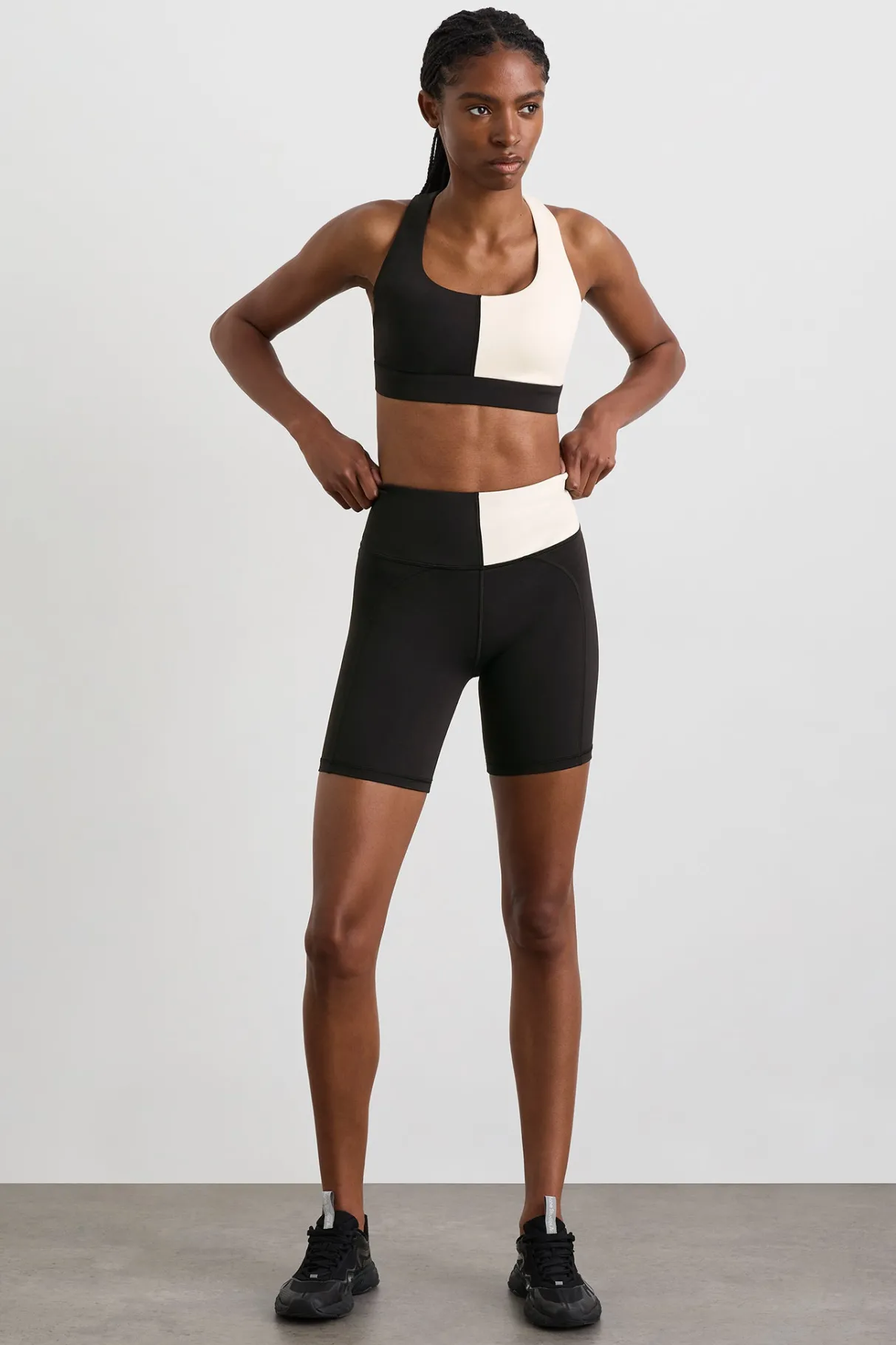 spliced_bike_short__2.webp Discount Aje ATHLETICA Spliced Bike Short 633 Black Limestone Beige