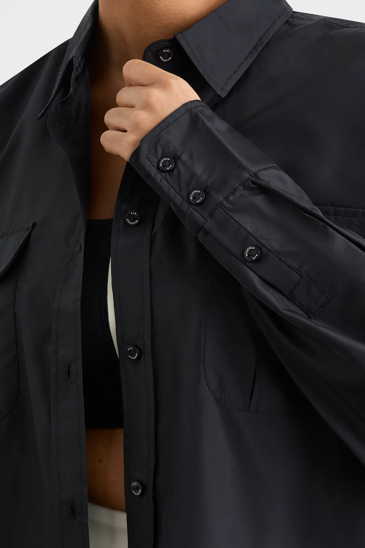 spliced_spray_shirt__9.webp Hot Aje ATHLETICA Spliced Spray Shirt 427 Black Limestone Beige