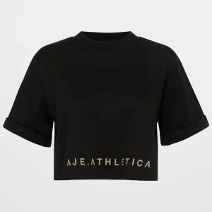 Online Aje ATHLETICA Split Back Crop Tee 114 Black/Multi