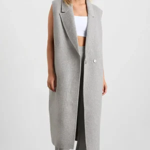 Clearance Aje ATHLETICA Split Back Sleeveless Coat 760 Grey Marle