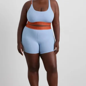Hot Aje ATHLETICA Split Strap Logo Bra 366 Steel Blue Copper Orange