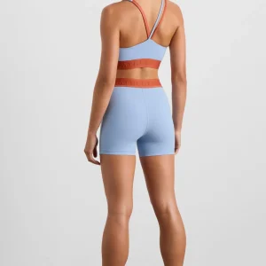 Hot Aje ATHLETICA Split Strap Logo Bra 366 Steel Blue Copper Orange