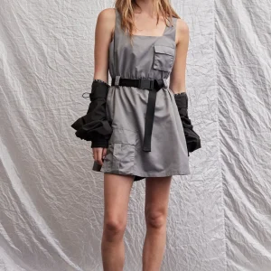 Fashion Aje ATHLETICA Spray Bubble Hem Dress 818 Slate Surge