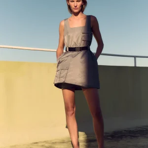 Fashion Aje ATHLETICA Spray Bubble Hem Dress 818 Slate Surge