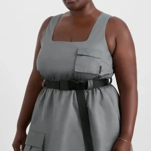 Fashion Aje ATHLETICA Spray Bubble Hem Dress 818 Slate Surge