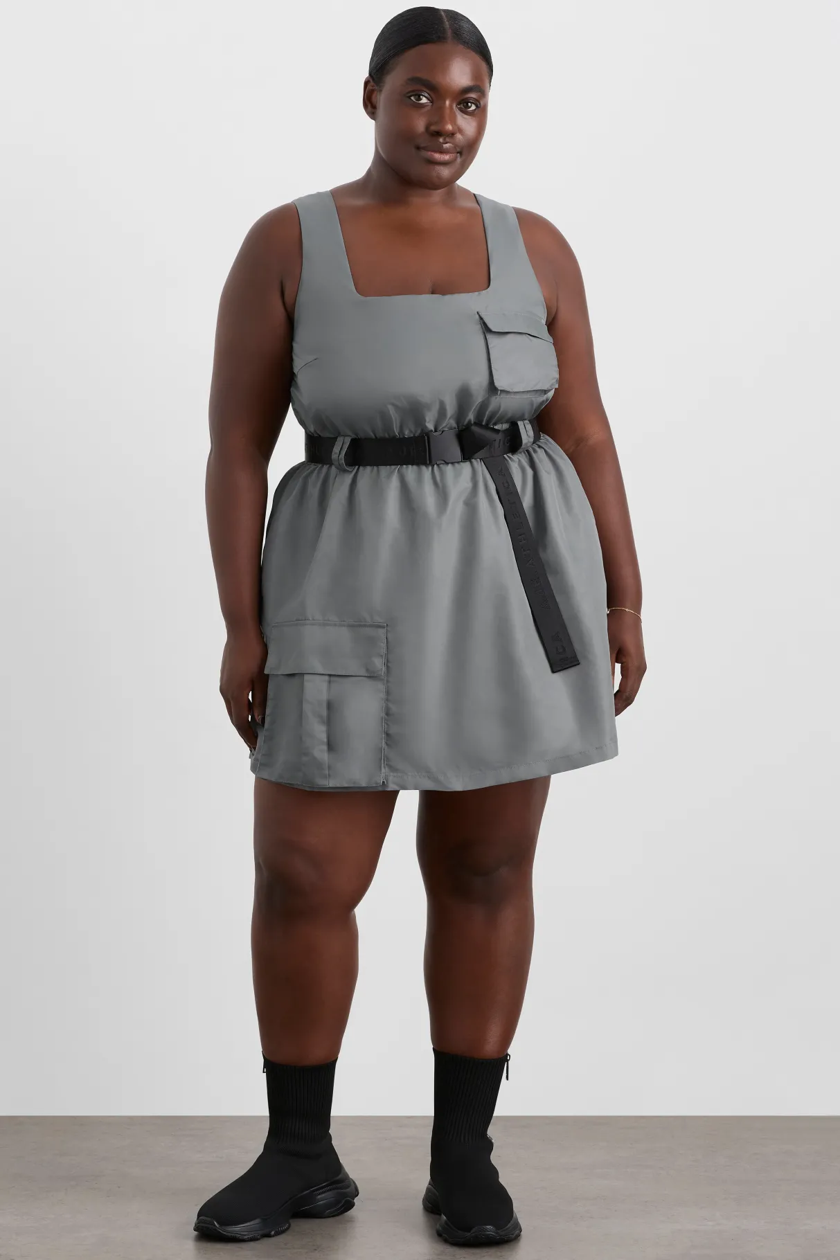 spray_bubble_hem_dress__7.webp Fashion Aje ATHLETICA Spray Bubble Hem Dress 818 Slate Surge