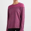 New Aje ATHLETICA Stripe Logo Long Sleeve T-Shirt 127 Berry Stripe